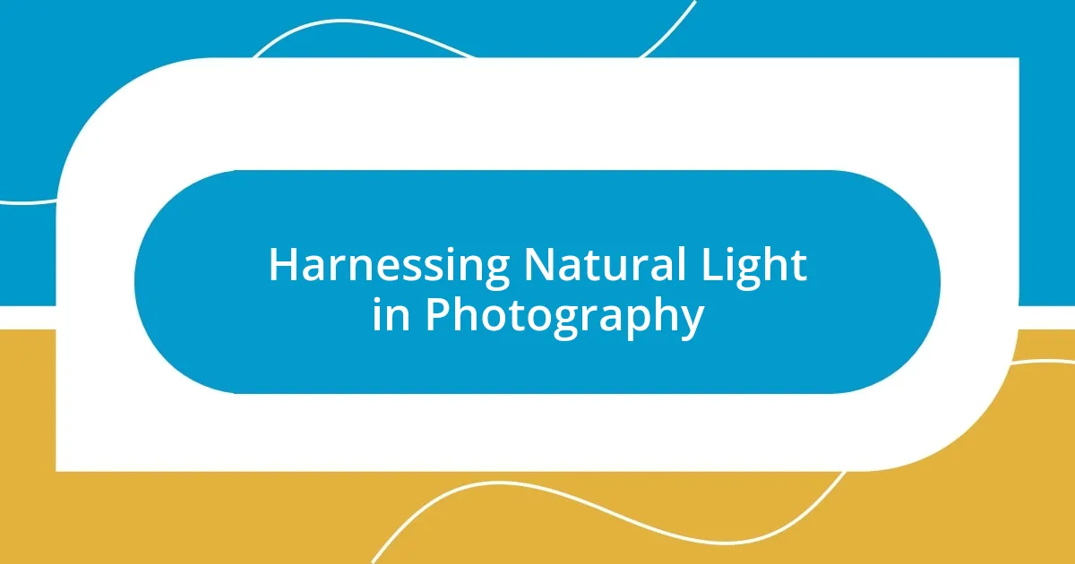 Harnessing Natural Light in Photography