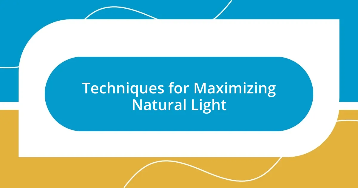 Techniques for Maximizing Natural Light